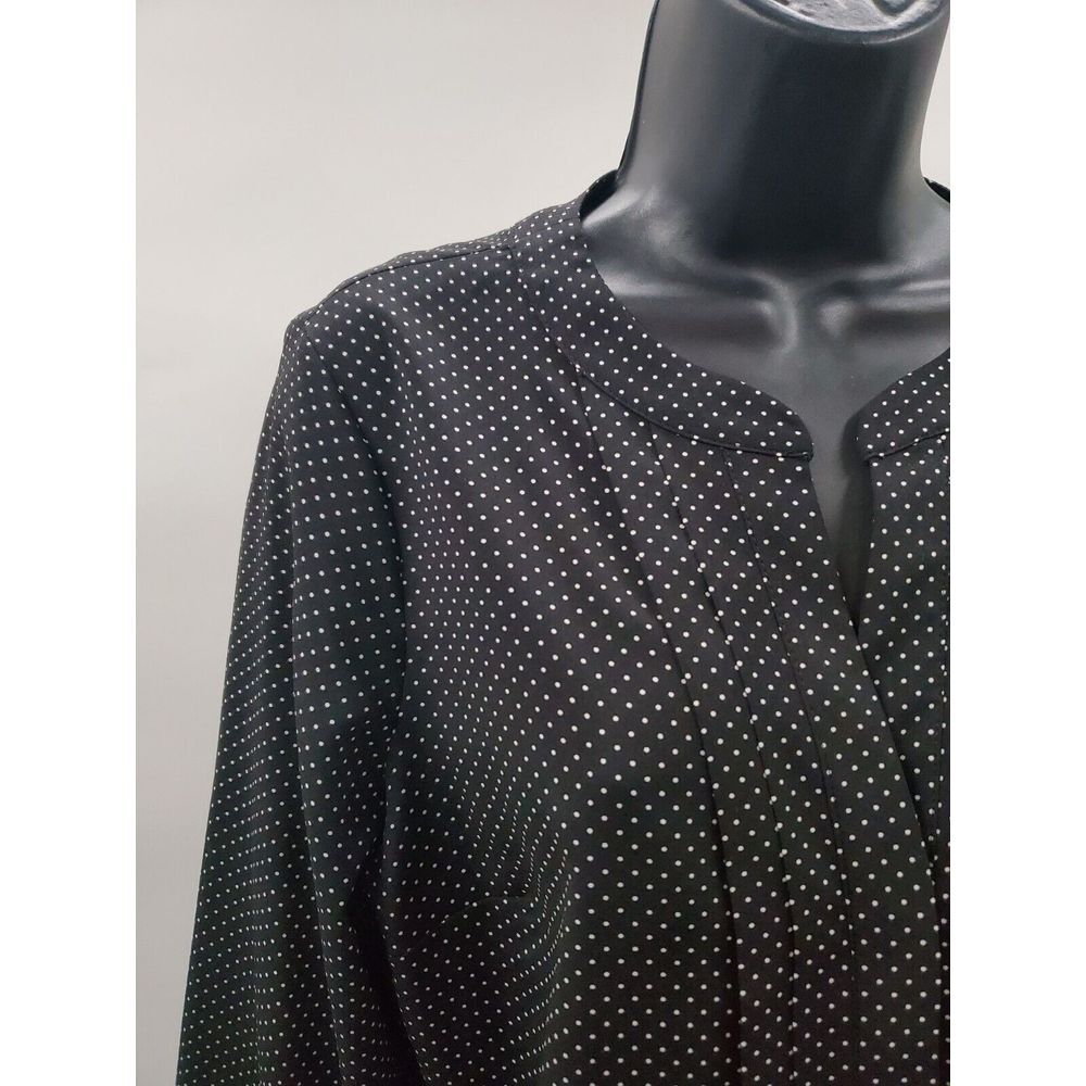 212 Collection Women's Size M Short Sleeve Top Black With‎ White Polka Dot NWT